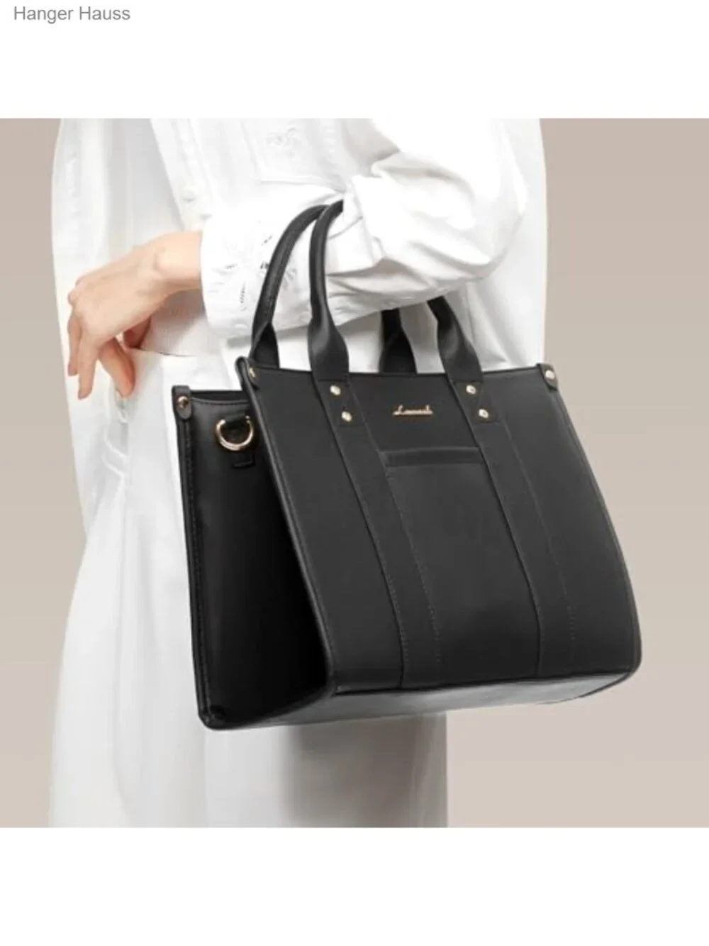 Women's Leather Satchel Tote Bag with Zipper - Work Bag Crossbody